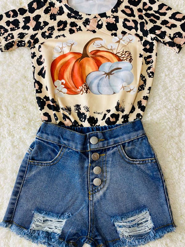 Pumpkins& cheetah print t-shirt DLH2306 for wholesale by luluclothes