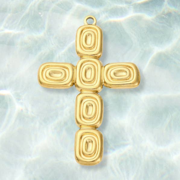 Gold Abstract Cross Charm | Waterproof Stainless Steel for wholesale by The Charm Bar Company