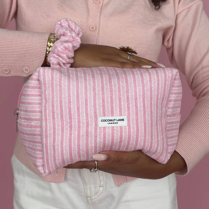 Trousse de maquillage en tissu - Rayure poudre pour la vente par Coconut Lane