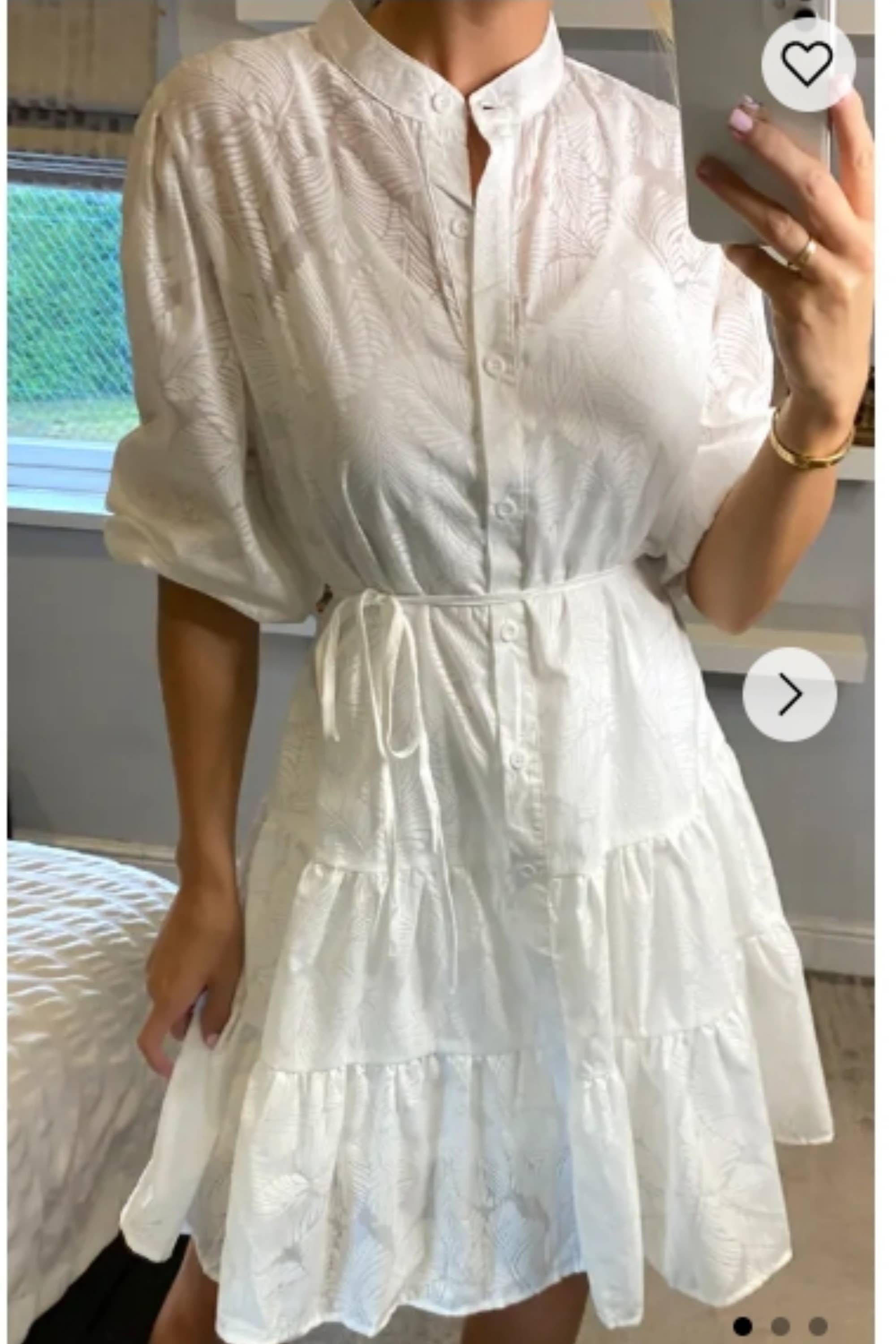 CY FASHION. LONDON - Wholesale Jurk - Dames - Hemdjurk met Leave's patroon in wit3