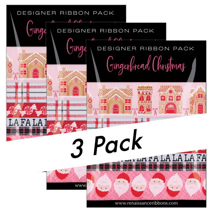 Gingerbread Christmas Designer Pack - PRO 3 PACK for wholesale by Renaissance Ribbons