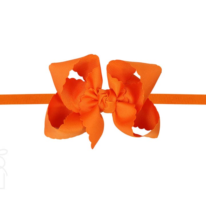 Beyond Creations, LLC - Wholesale Fashion Headband - Kids - 1/4" NYLON PANTYHOSE HEADBAND W/ SCALLOPED EDGE BOW