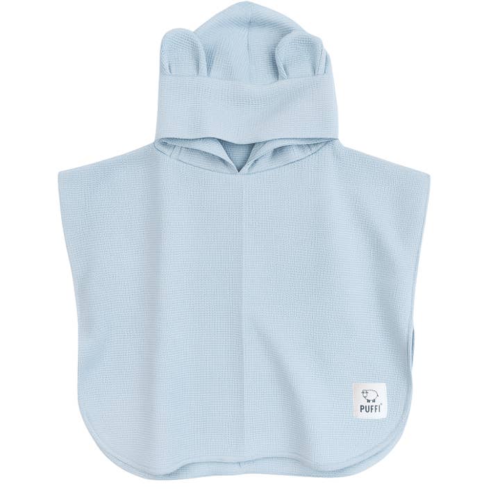 Kinder Wafelponcho met Oortjes – Babyblauw voor wholesale door PUFFI