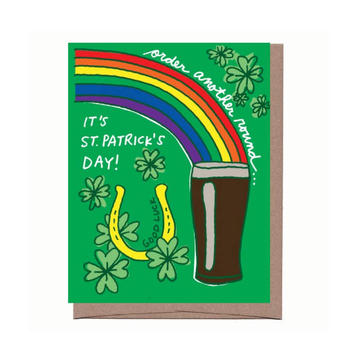 Rainbow Beer St. Patrick's Day Greeting Card for wholesale by La Familia Green