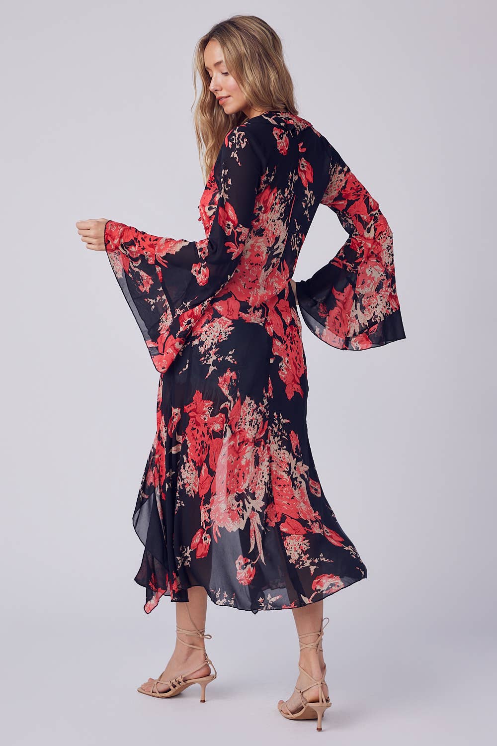 Bluivy - Wholesale Kimono - Women's - FLORAL PRINT RUFFLE KIMONO19