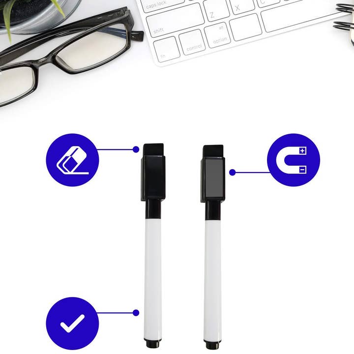 Flexible Magnets – wholesale Marker – Black Dry Erase Low-Odor Magnetic Markers with Eraser2