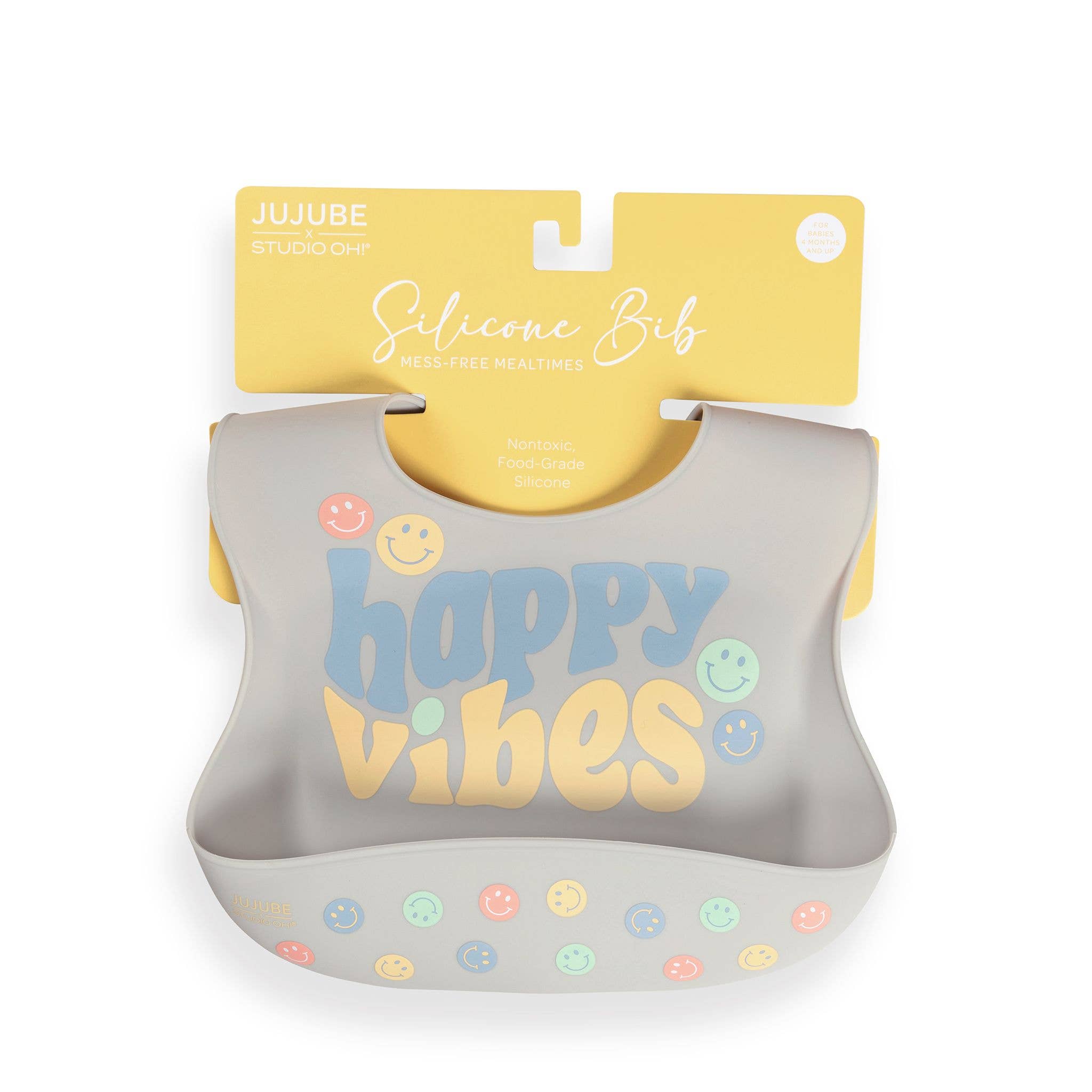JuJuBe - Wholesale Bib - Baby - Silicone Bib Happy Baby Vibes1