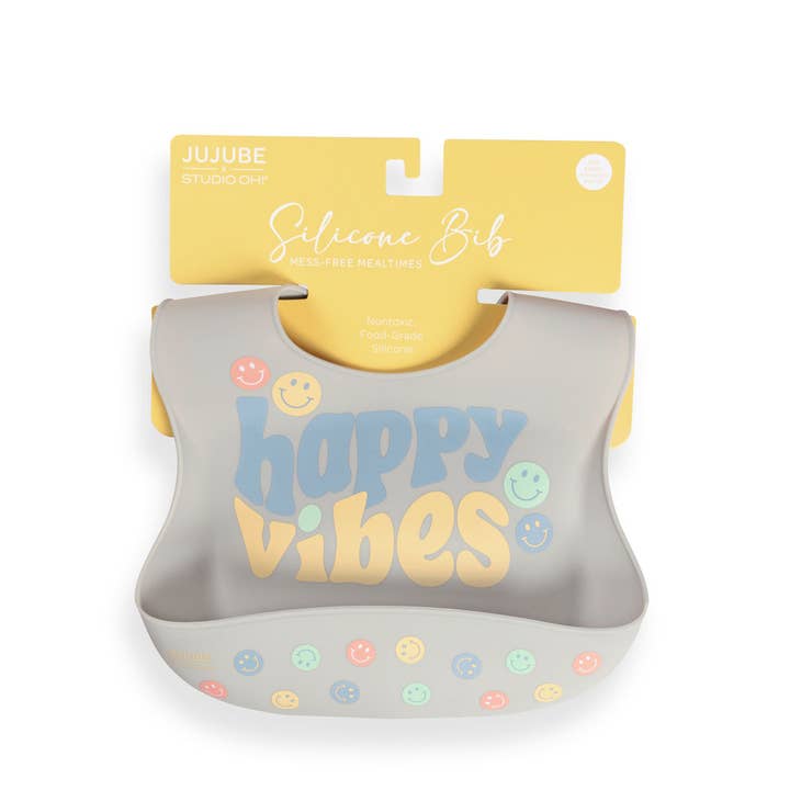 JuJuBe - Wholesale Bib - Baby - Silicone Bib Happy Baby Vibes1