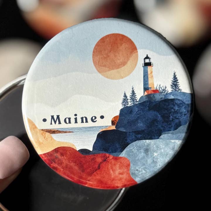 Íman do Estado do Maine - Arte Abstrata Boho, Decoração de Frigorífico Terrosa por atacado de Tieu Magnetic