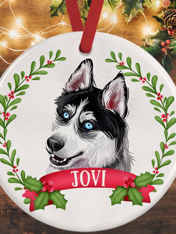 Husky Christmas Decoration for wholesale by WagATudeTags