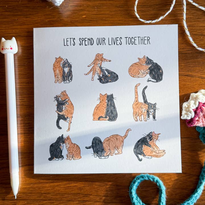 Cartão de Feliz Cat Nine Lives | Cartão de amor | Dia dos Namorados por atacado de Comfhaus