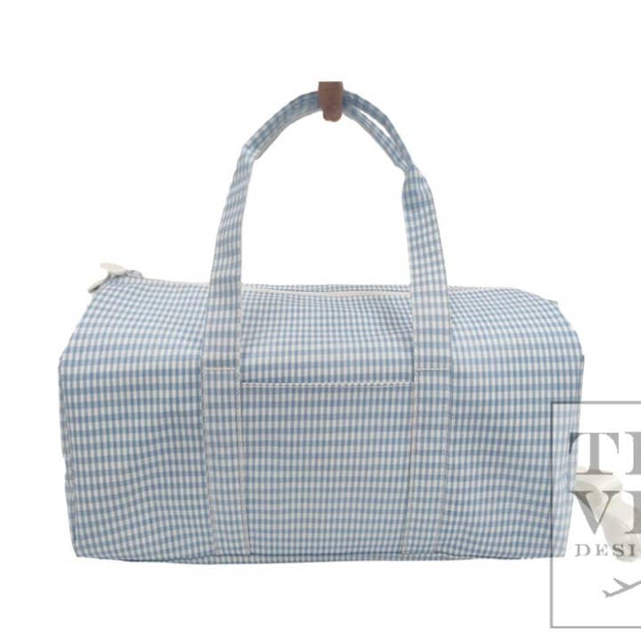 Weekender - Gingham Mist Duffel Bag for wholesale by TRVL Design