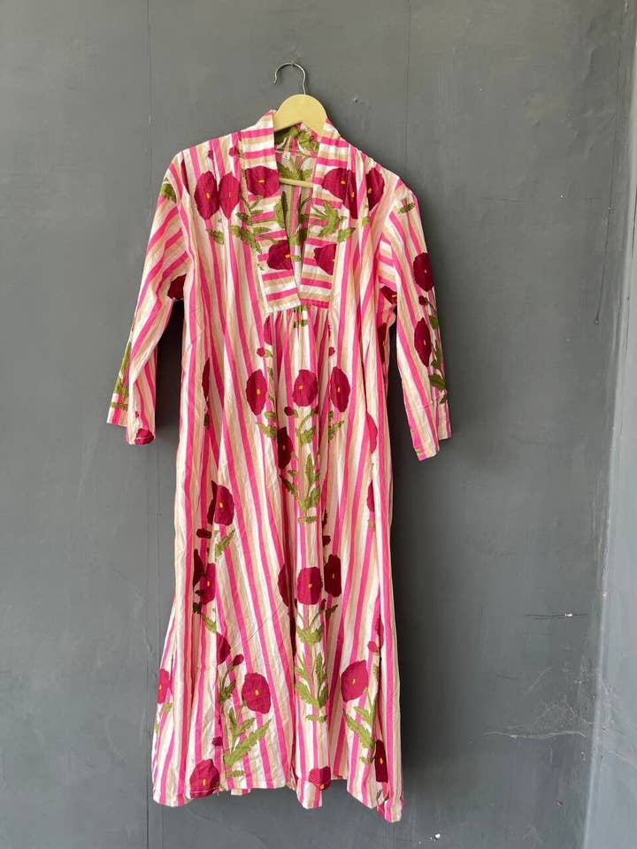 Bhawana Handicrafts - Wholesale Dress - Women's - Indian Cotton Hand Block Printed Floral Boho Summer Dress0