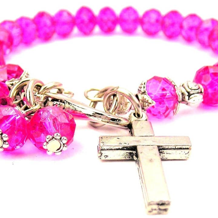 Holy Cross Splash Of Color Crystal Bracelet for wholesale by Chubby Chico Charms