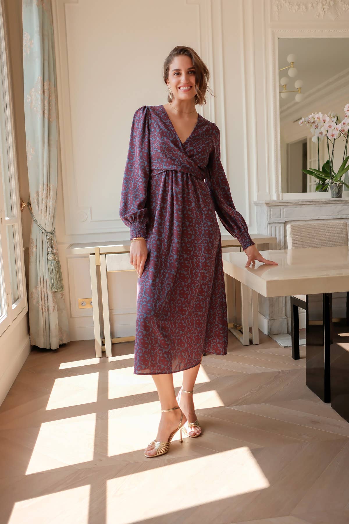 LOVIE & CO - Wholesale Dress - Women's - Floral long dress with bow at the back5