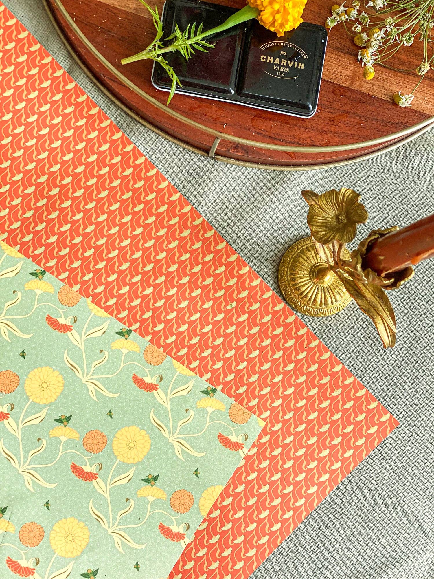 re:mused studio - Wholesale Flat Wrap - Calendula Gift Wrap Sheet-Double Sided12