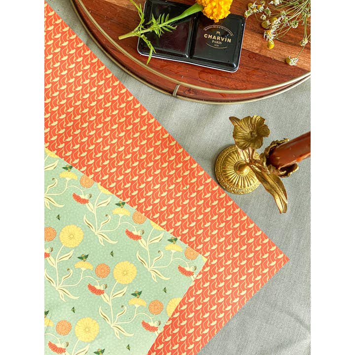 re:mused studio - Wholesale Flat Wrap - Calendula Gift Wrap Sheet-Double Sided12