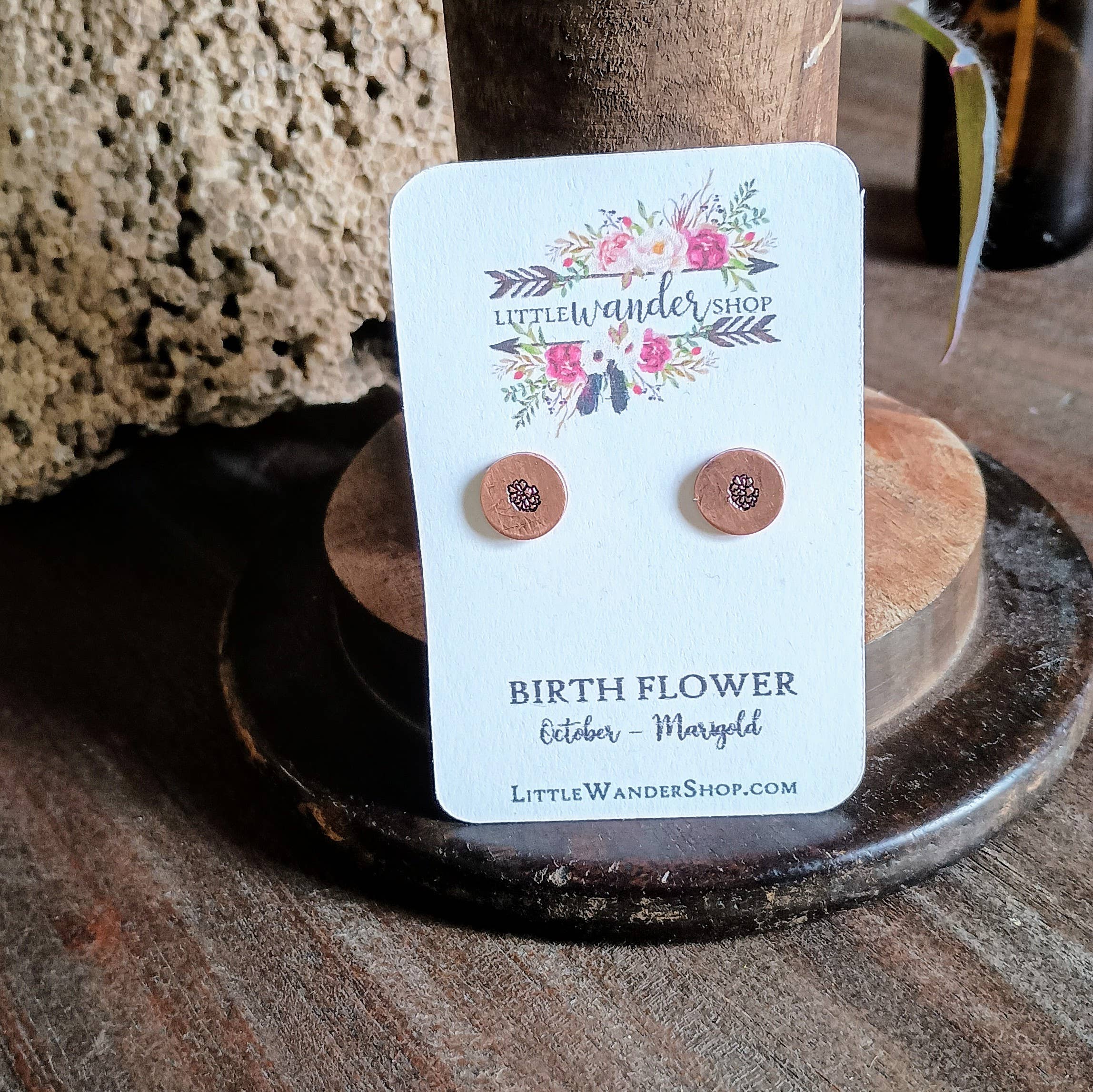 Little Wander Shop - Venta al por mayor Pendientes de botón/aretes de poste - Juego de Pendientes de Flor de Nacimiento de 12 Meses12