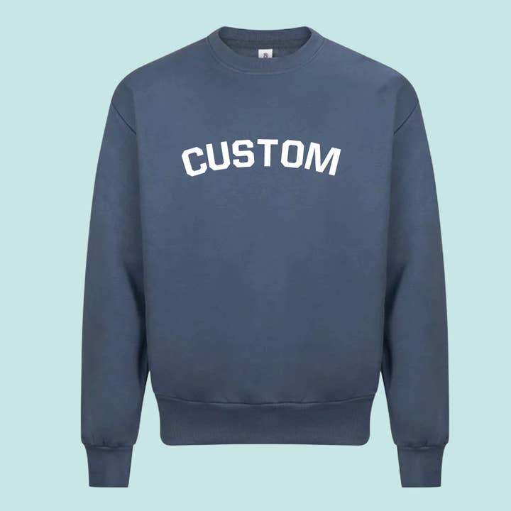 Överdimensionerad tungviktströja Varsity Anpassad text för wholesale av Lovetree Design