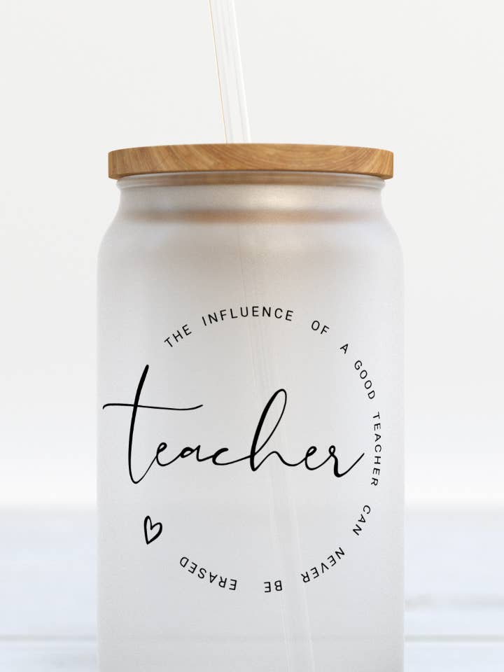 Teacher Influence coffee beer glass can for wholesale by NRealesDesign