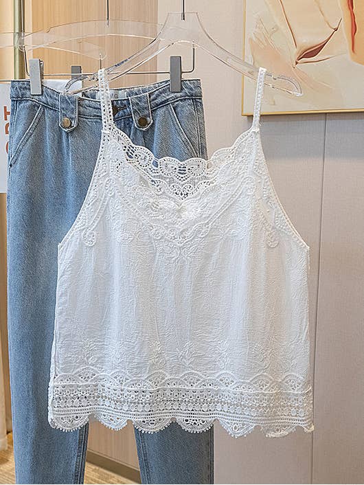 Lace Embroidered Tank Top for wholesale by Hope & Sunshine