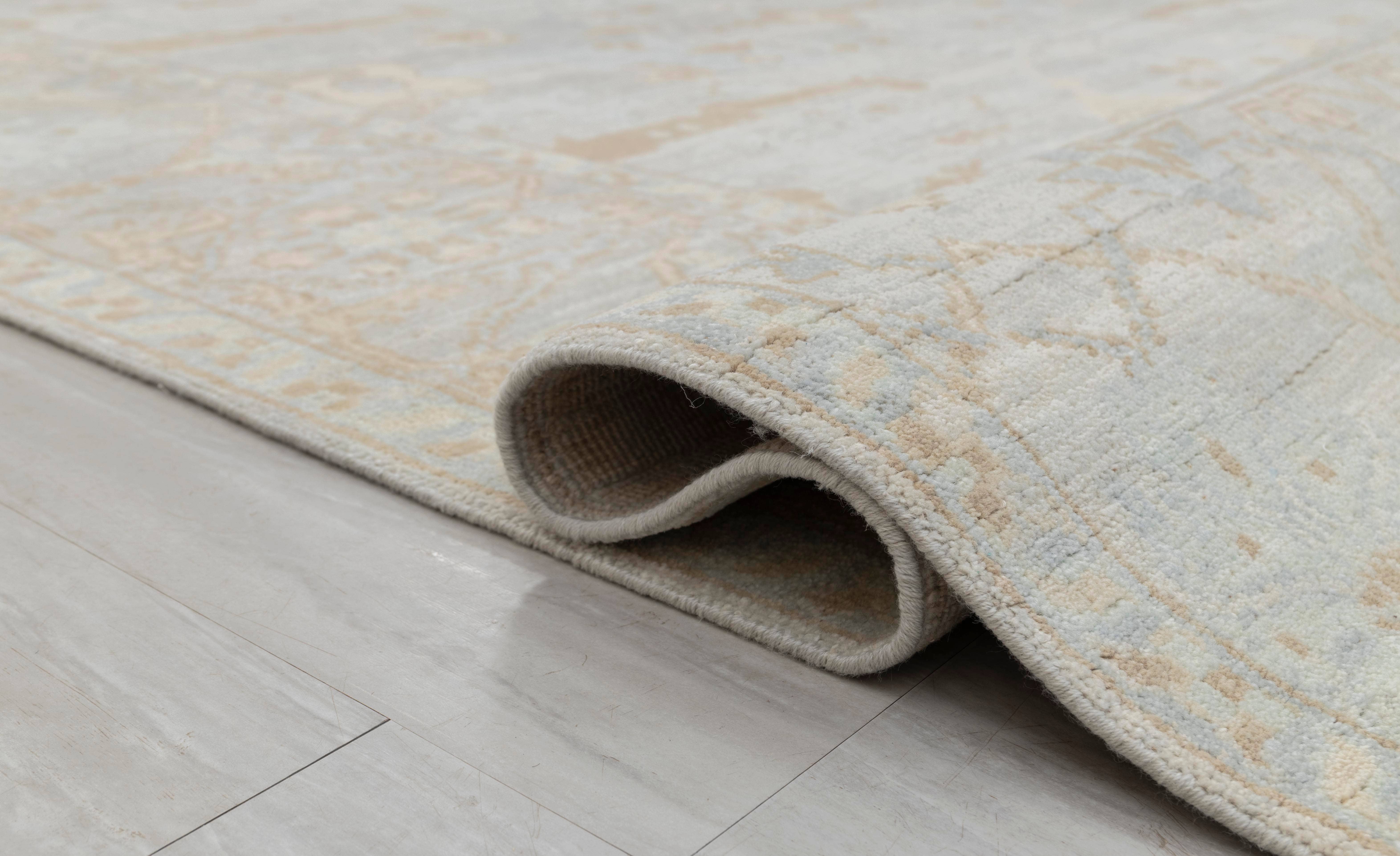 Aesthetic Homes LLC - Wholesale Area Rug - Silver Grey Blue Modern Oushak Rug – Hand Knotted Wool 17001