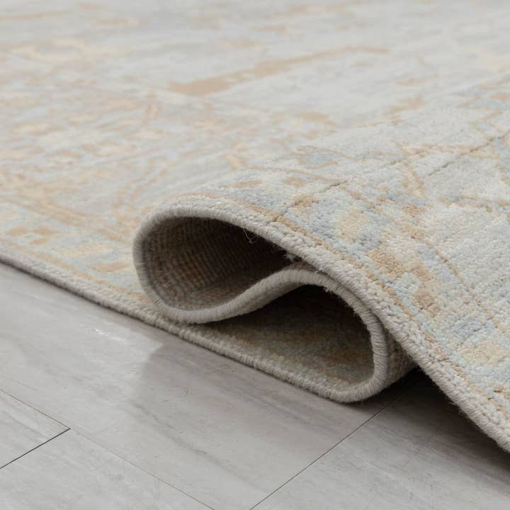 Aesthetic Homes LLC - Wholesale Area Rug - Silver Grey Blue Modern Oushak Rug – Hand Knotted Wool 17001