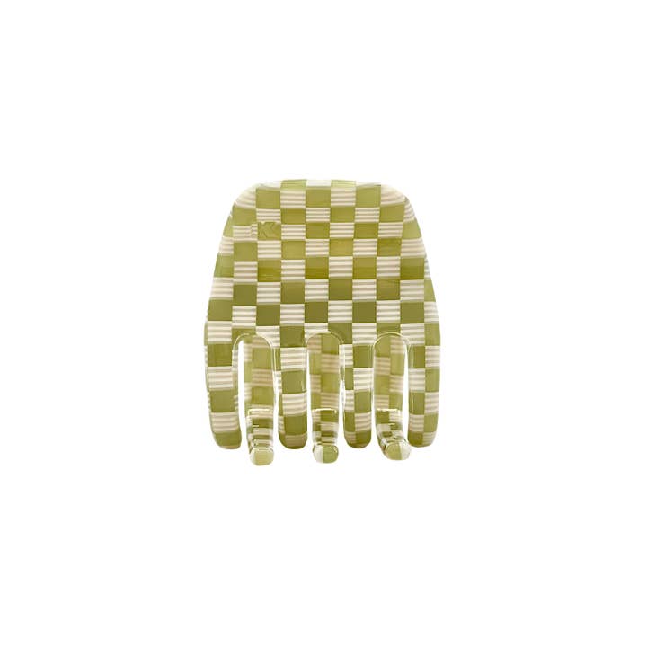 Small Hair Claw Clip — Olive Checker for wholesale by Karst Essentials