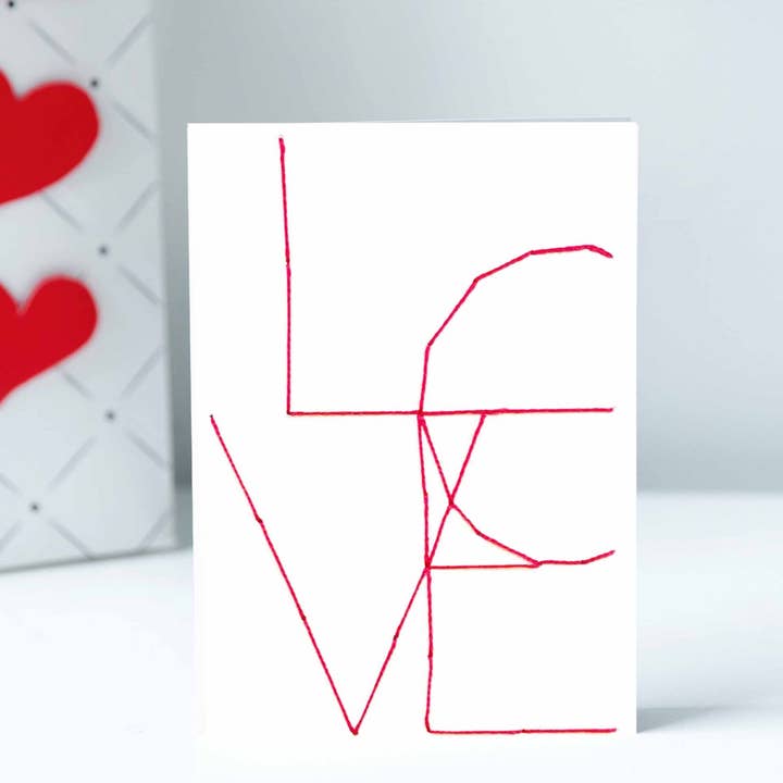 Embroidered Print Love Valentine's Card for wholesale by Emily Faye Design Co.