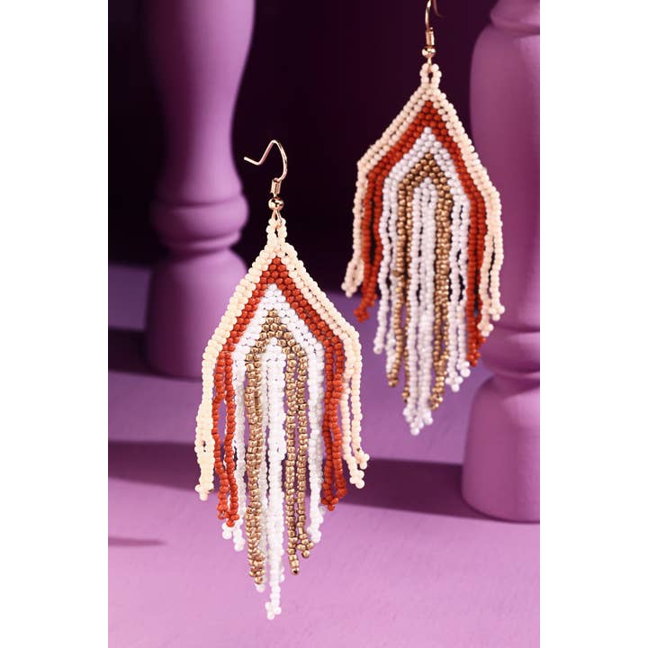 Urbanista - Wholesale Dangle Earrings - Seed bead Triangle Fringe Stripe Drop Earring