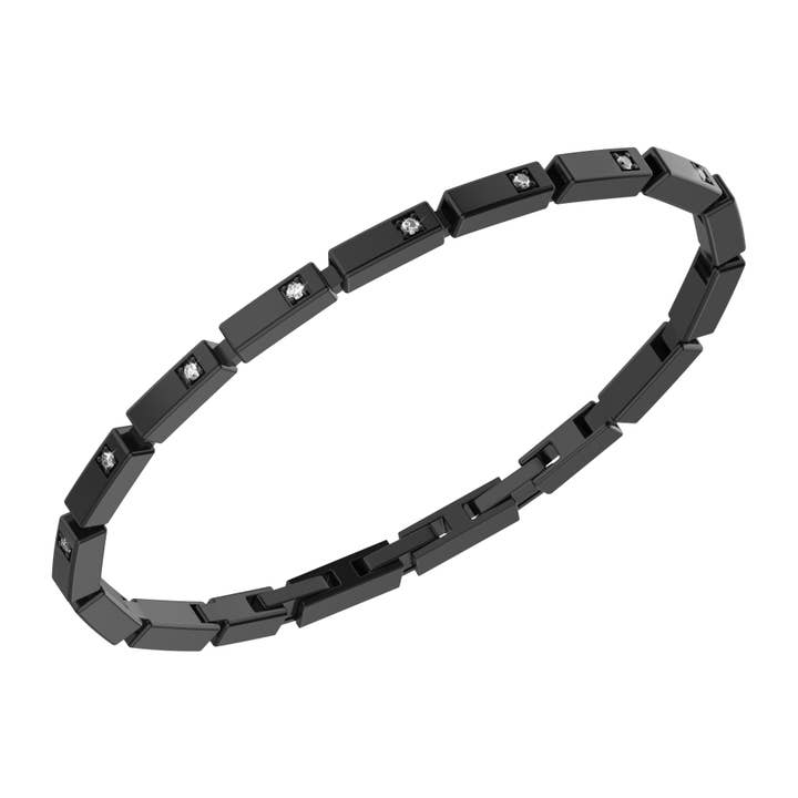 PERB01BB- Brazalete de acero 316l y diamantes para venta al por mayor de BIKKEMBERGS