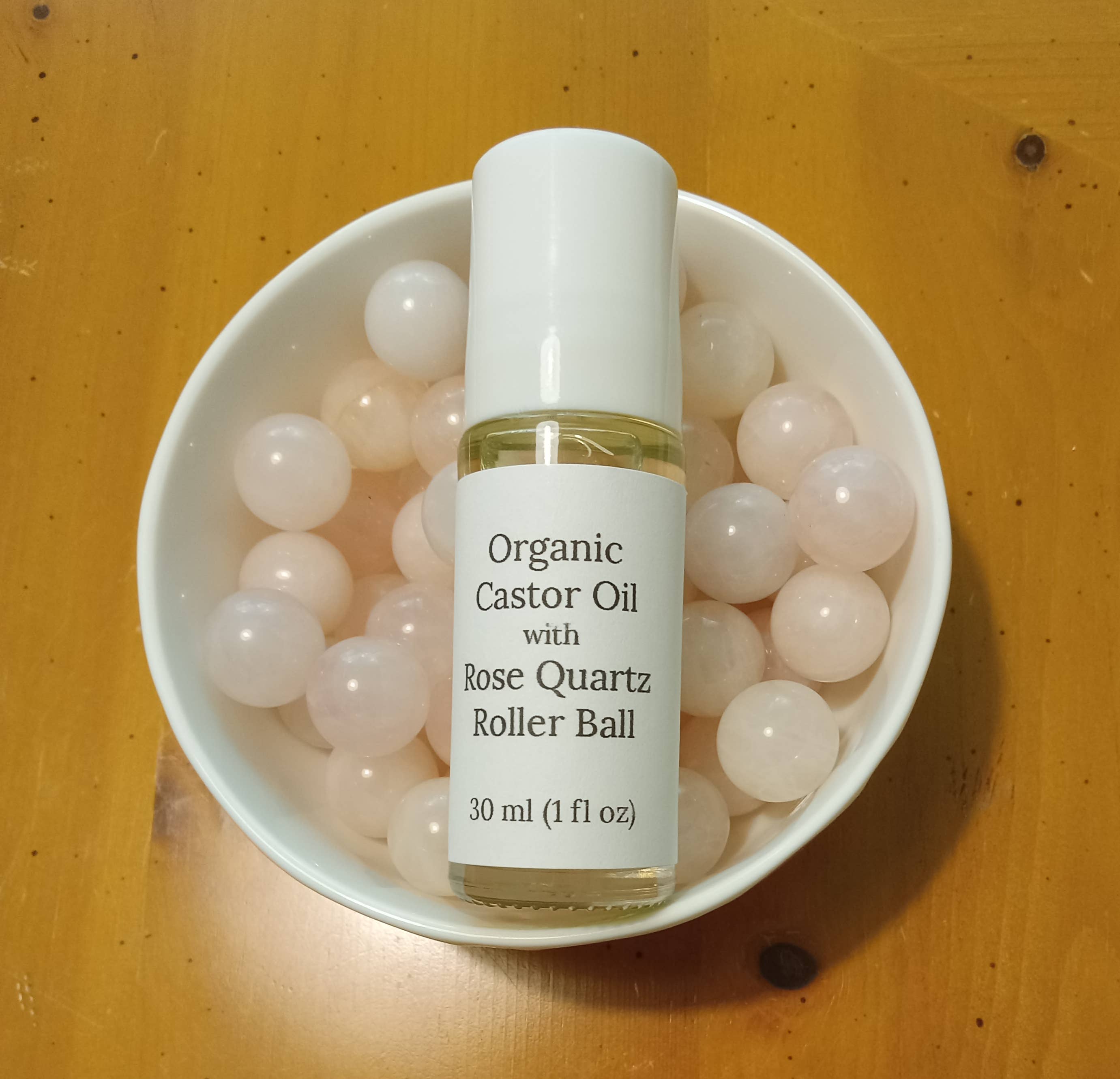 Mnemosyne's Gems - Wholesale Face/beauty roller - Organic Castor oil with rose quartz roller ball 30 ml 1 oz