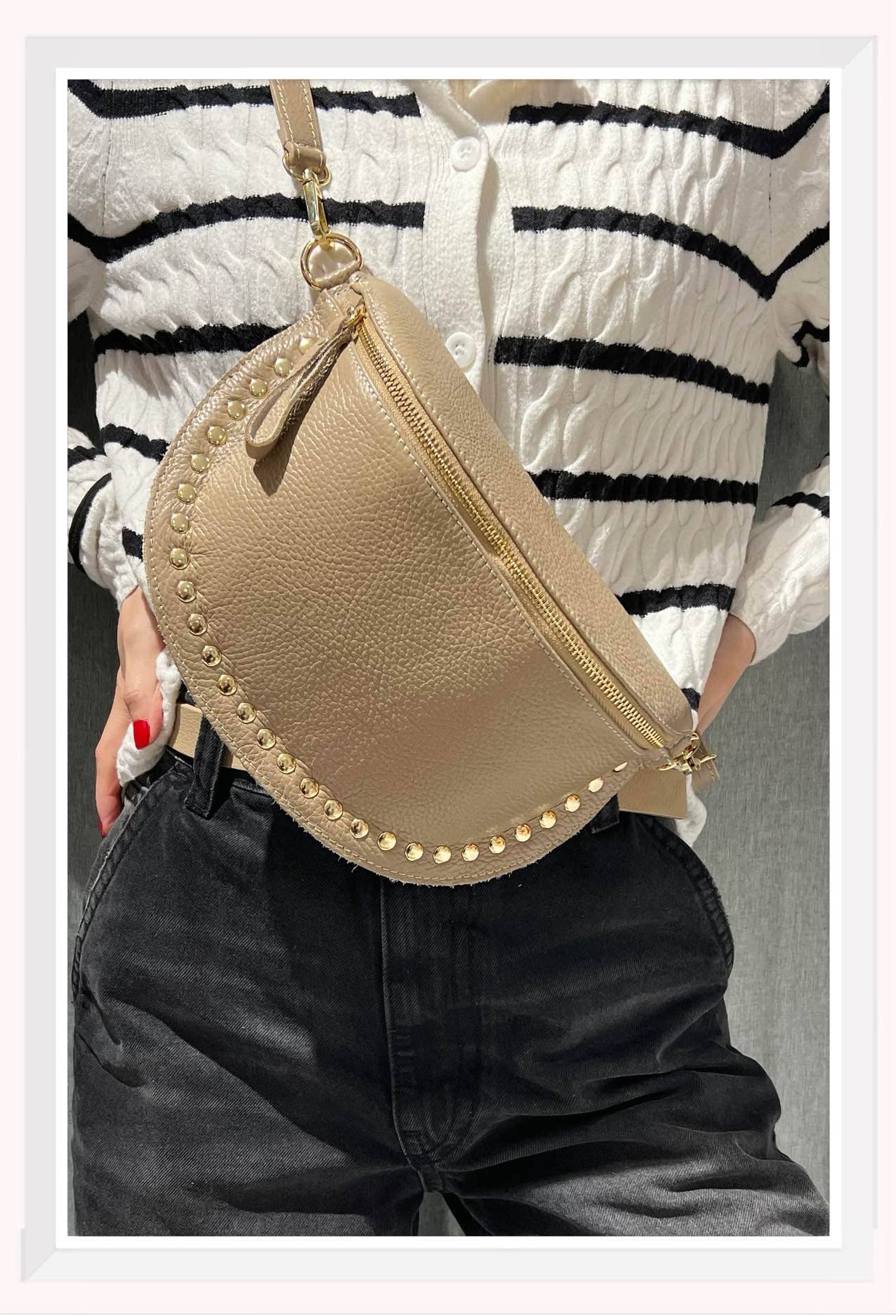 Z et Z - Wholesale Belt Bag - Women's - Studded grained leather fanny pack6