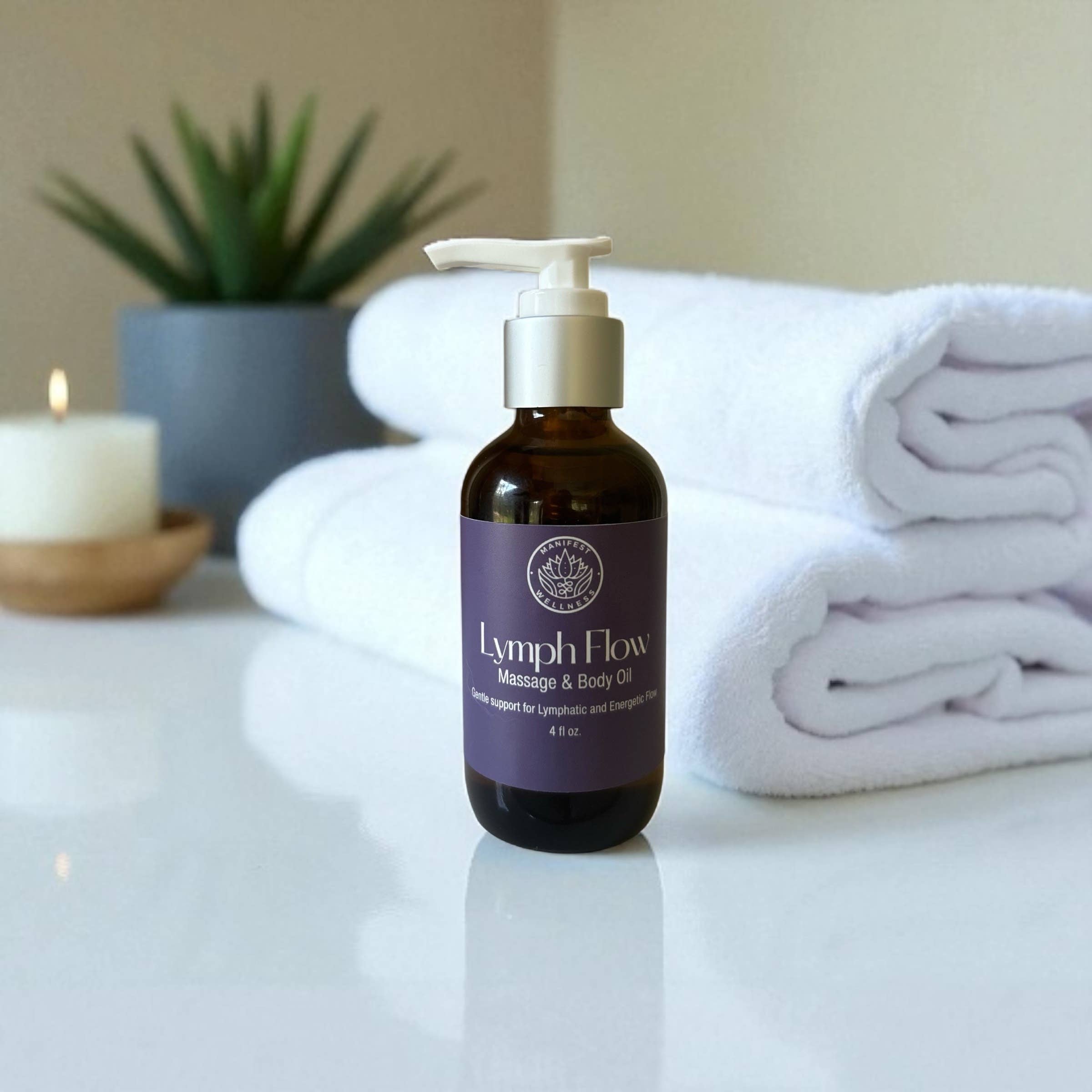 Manifest Wellness - Wholesale Bath/Body Oil - Lymph Flow Herbal Infused Massage & Body Oil 4oz1