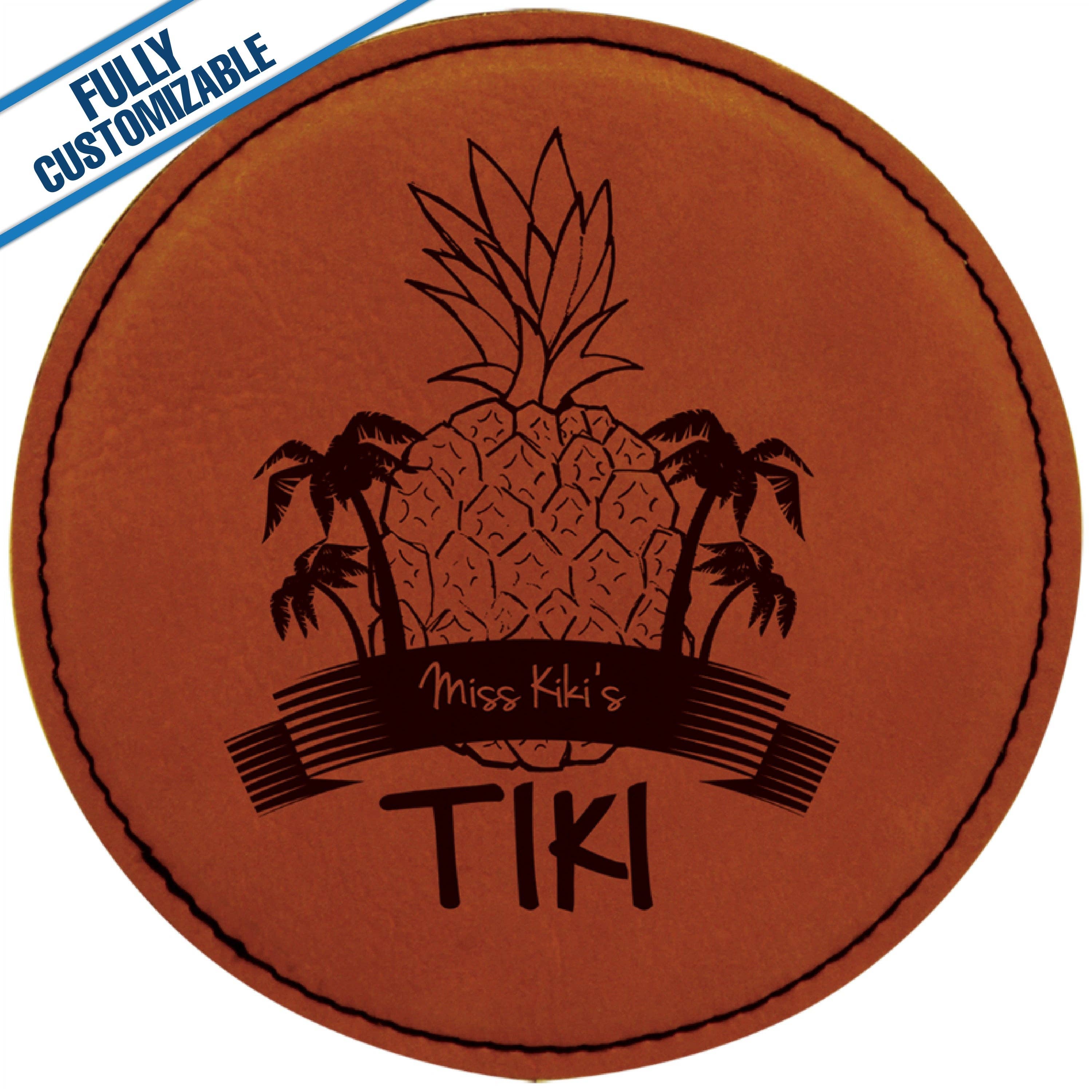 GiftWorksPlus - Wholesale Coasters - Engraved Leatherette Round Coasters - Fully Customizable1
