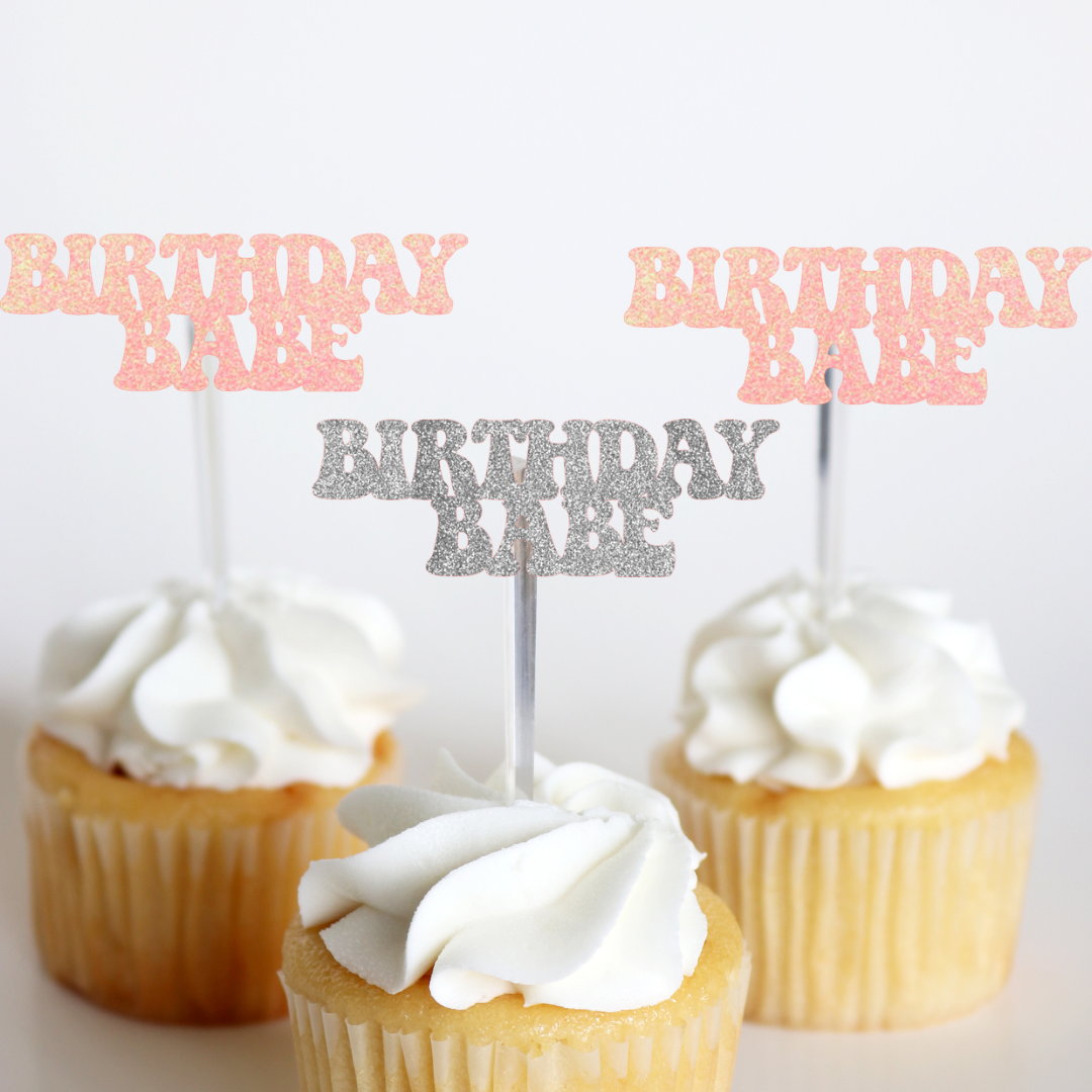 Ninalem's Party - Wholesale Taart/cupcaketopper - Birthday Babe Treat Toppers1