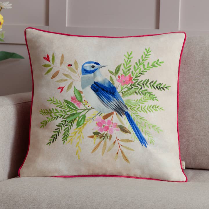 Coussin imprimé Bluebird Daisy Hill Multi/Rose pour la vente par Riva Home