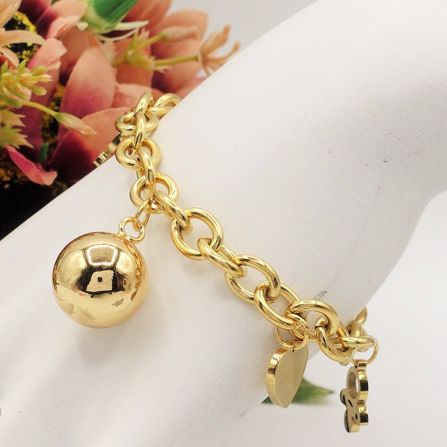 Daemon srls - Vendita all'ingrosso Braccialetto con ciondolo/pendente - Bracciale Baby in acciaio inossidabile con pallina chiama angeli e ciondoli nascita2