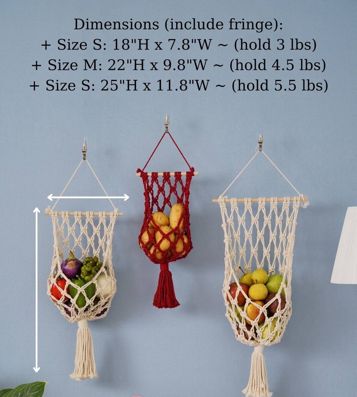 BeanDaikon – wholesale Kitchen storage/organiser – Macrame Fruit Hanger H0710