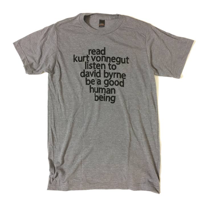 Read Kurt Vonnegut Listen to David Byrne T-shirt for wholesale by badknees
