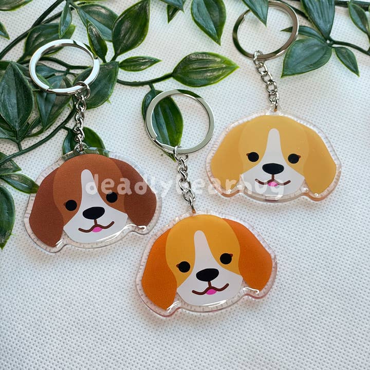 Beagle Dog Double-Sided Epoxy Acrylic Keychain for wholesale by deadlybearhug