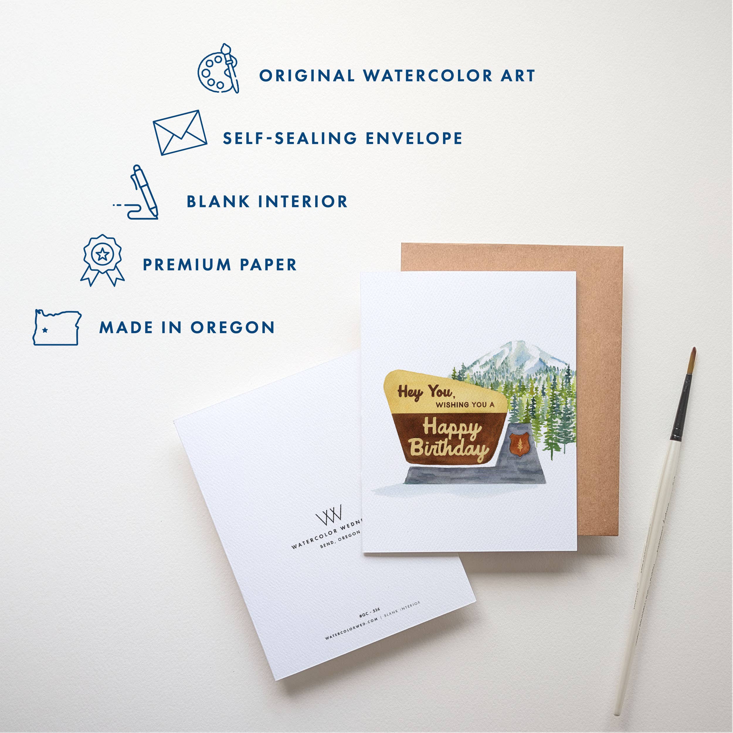 Watercolor Wednesday - Wholesale Birthday Card - National Park Birthday Card | Hey You! Outdoorsy Design1