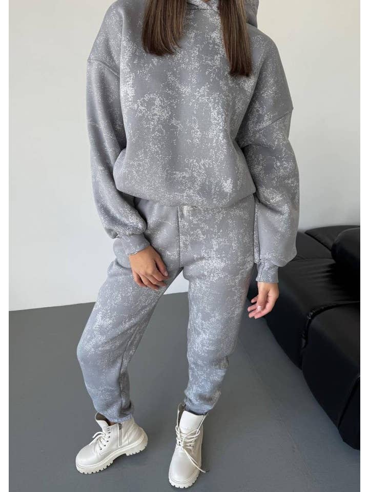 Gray Luna - Metallic Wash Oversized Hoodie & Jogger Set for wholesale on Faire
