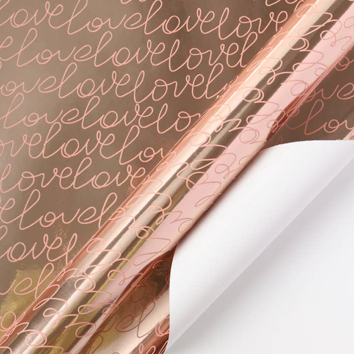 LA Ribbons Wholesale - Wholesale Wrapping Paper Roll - 30" x 10' Wrapping Paper | Metallic Love Print