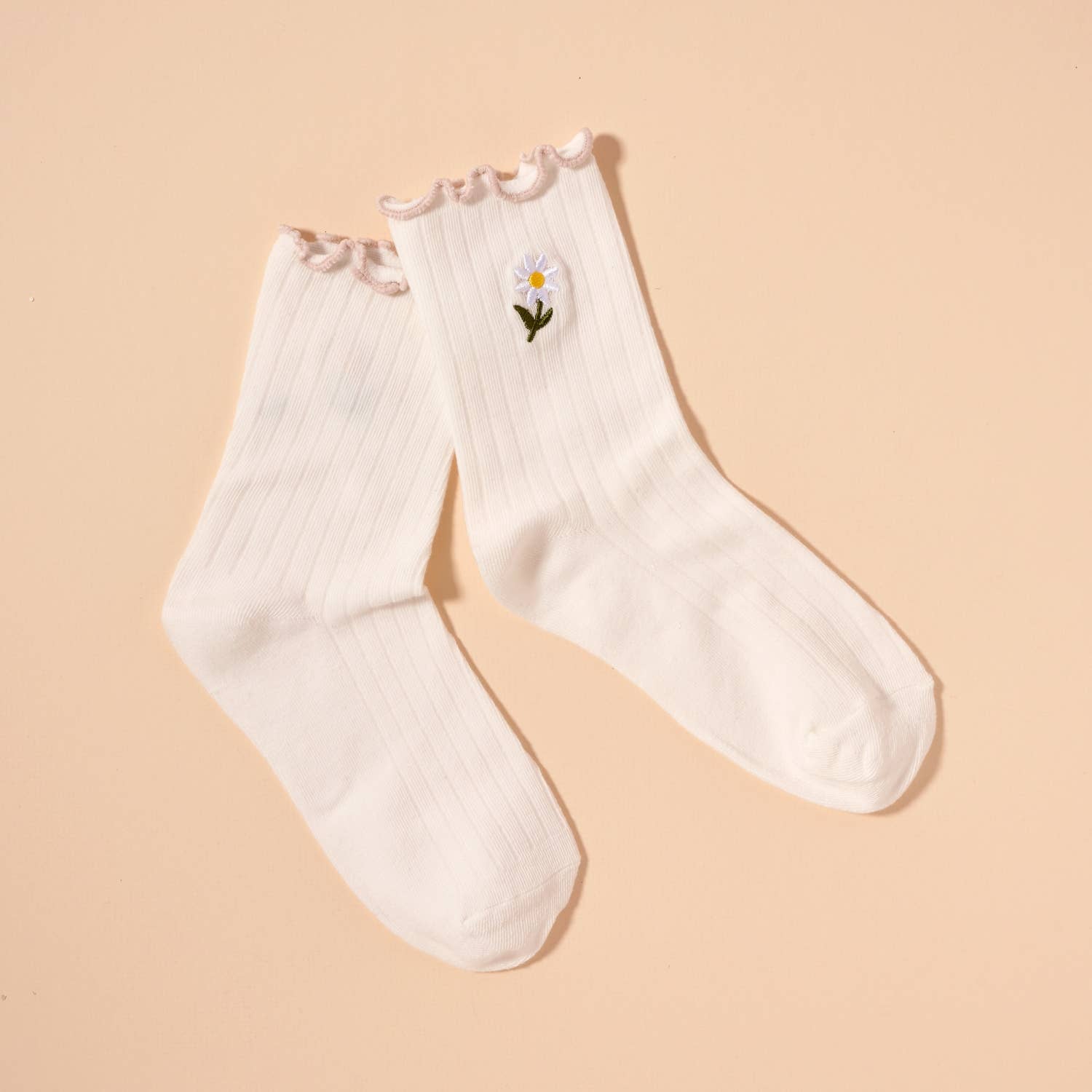 Elegant Floral Embroidery Mid-Calf Socks – Assorted 4-Pack for wholesale on Faire2