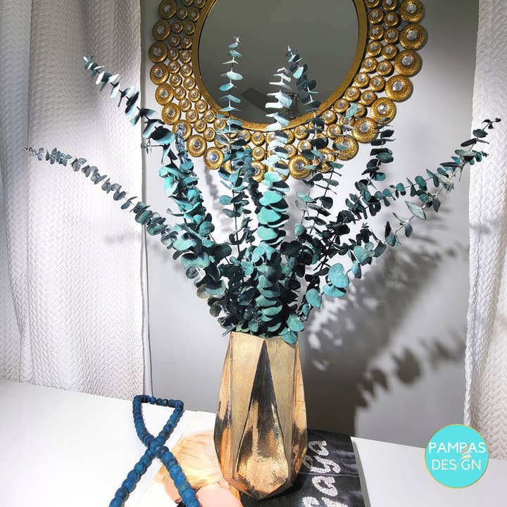 Pampas Design - Wholesale Dried/pressed flowers - Red Preserved Eucalyptus Blue Dried Spiral (9 Stems)2