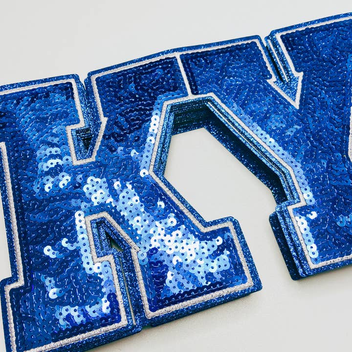 TEELUX - Wholesale Patch - 10" KY - KENTUCKY in BLUE Sequin - Sequin Patch