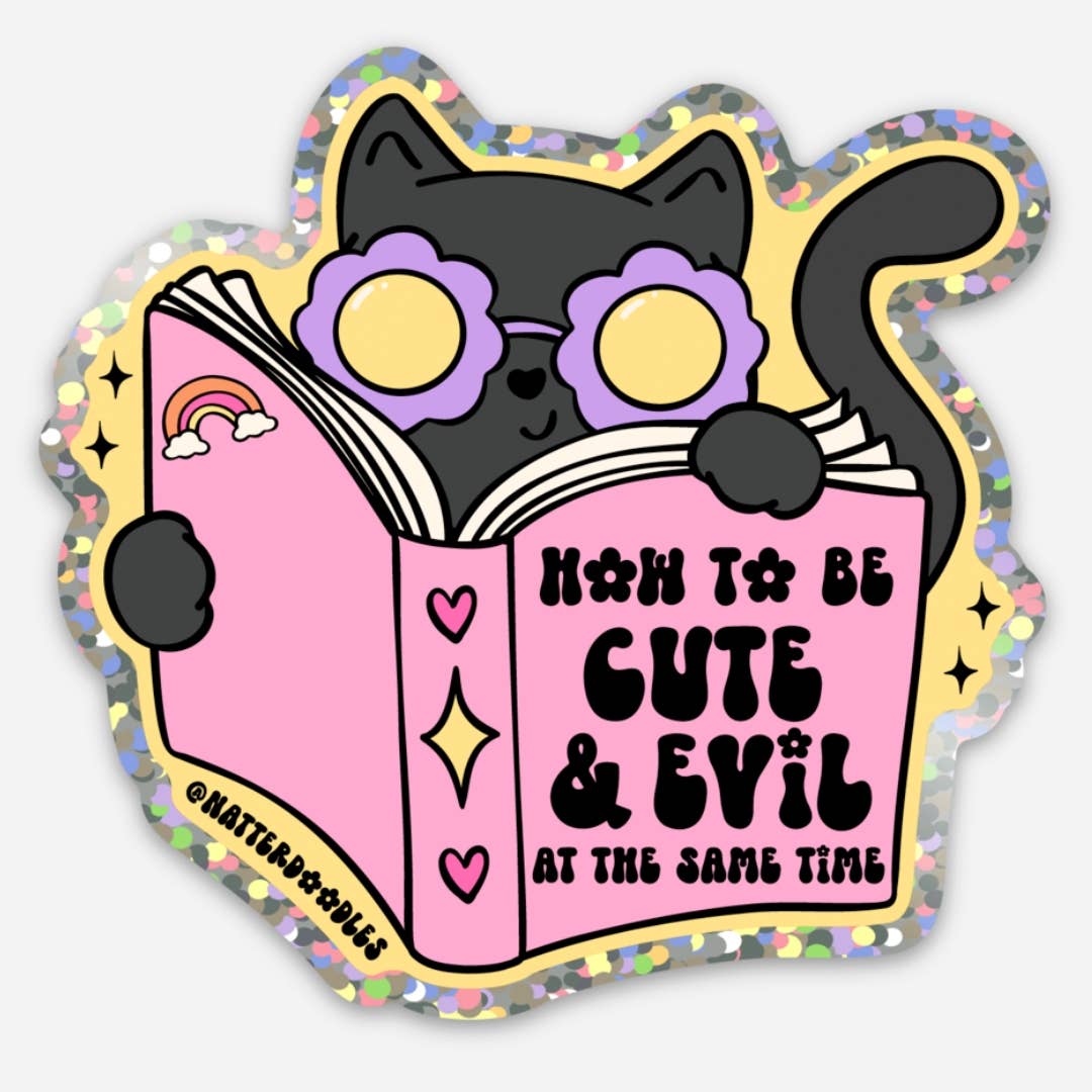 NatterDoodle - Vendita all'ingrosso Adesivo - Adesivo Libro da Leggere Gatto: Come Essere Carino e Malvagio allo Stesso Tempo0