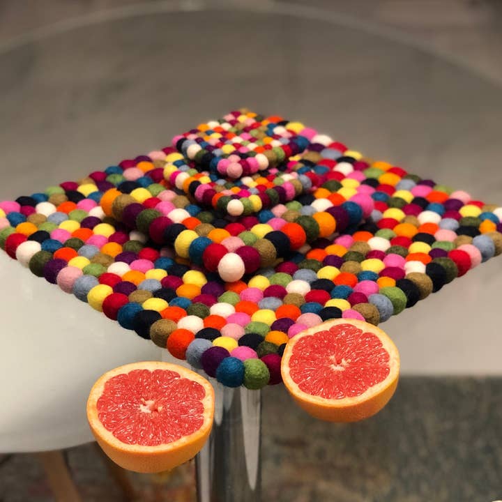 Funky Yak Ltd - Wholesale Trivet - Handmade Felt Pom Pom Trivets3