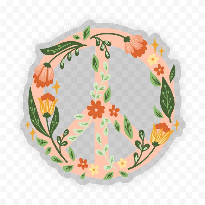 Big Moods - Wholesale Sticker - Floral Peace Sign Clear Sticker